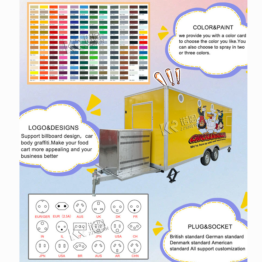 OEM Mobile Coffee Cart Food Trailer Fully Equipped Customized Street Van Kiosk Food Truck with CE DOT Certification