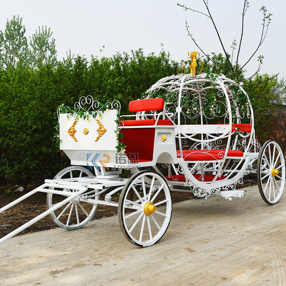 Cinderella Pumpkin White Electric Horse Carriage Pink Seat Wedding Horse Cart Historical Royal Horse Carriage For Sightseeing