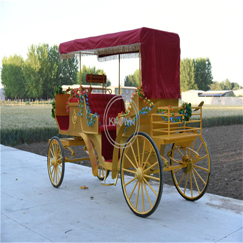 2024 Luxury Royal Horse Drawn Carriage Tourist Sightseeing Electric Princess Wedding Carriage Girls Kids with Four wheels