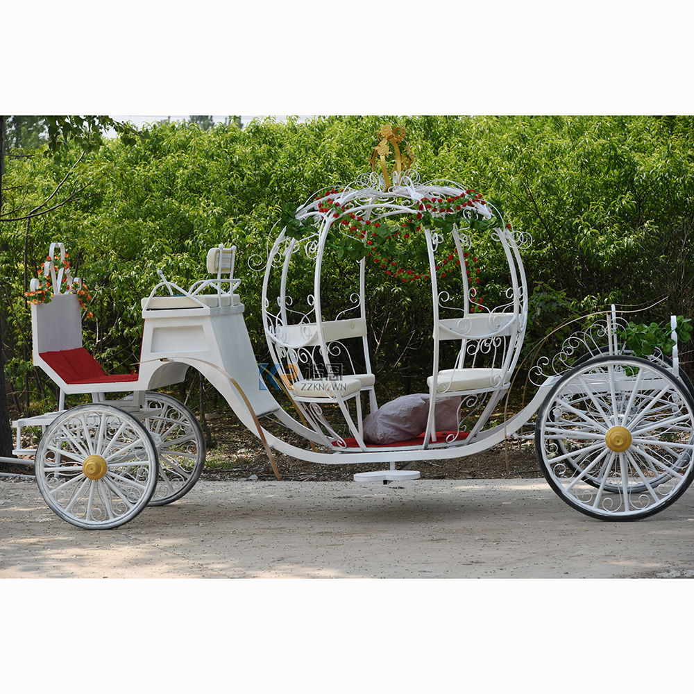 Cinderella Pumpkin White Electric Horse Carriage Pink Seat Wedding Horse Cart Historical Royal Horse Carriage For Sightseeing