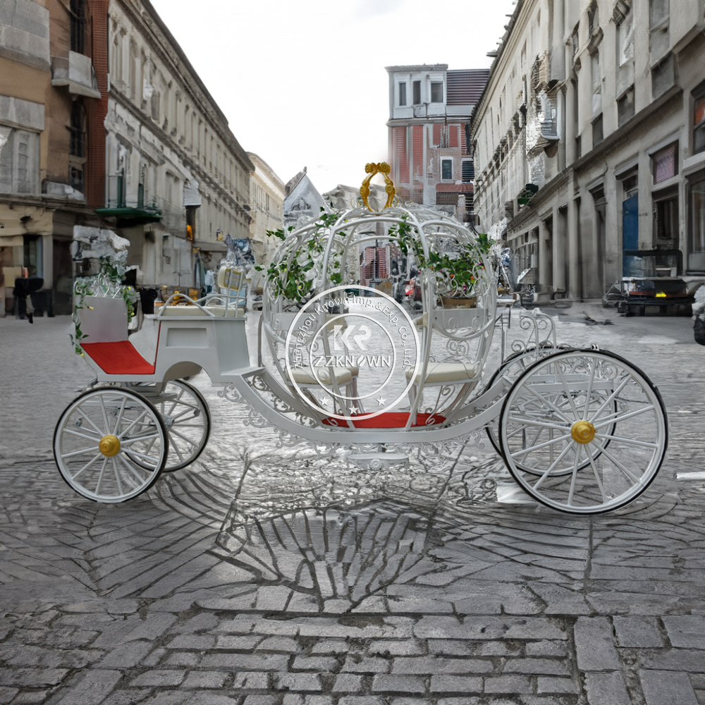 Wonderful Wedding Pumpkin Horse Carriage Electric Horseless Carriage With LED Lamps