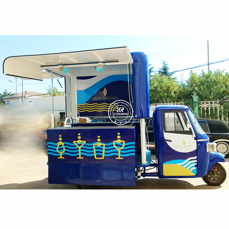 Customized Tuk Tuk Bar Electric Food Truck Tricycle Coffee Shop Car Electric Fiberglass Ape Food Trucks