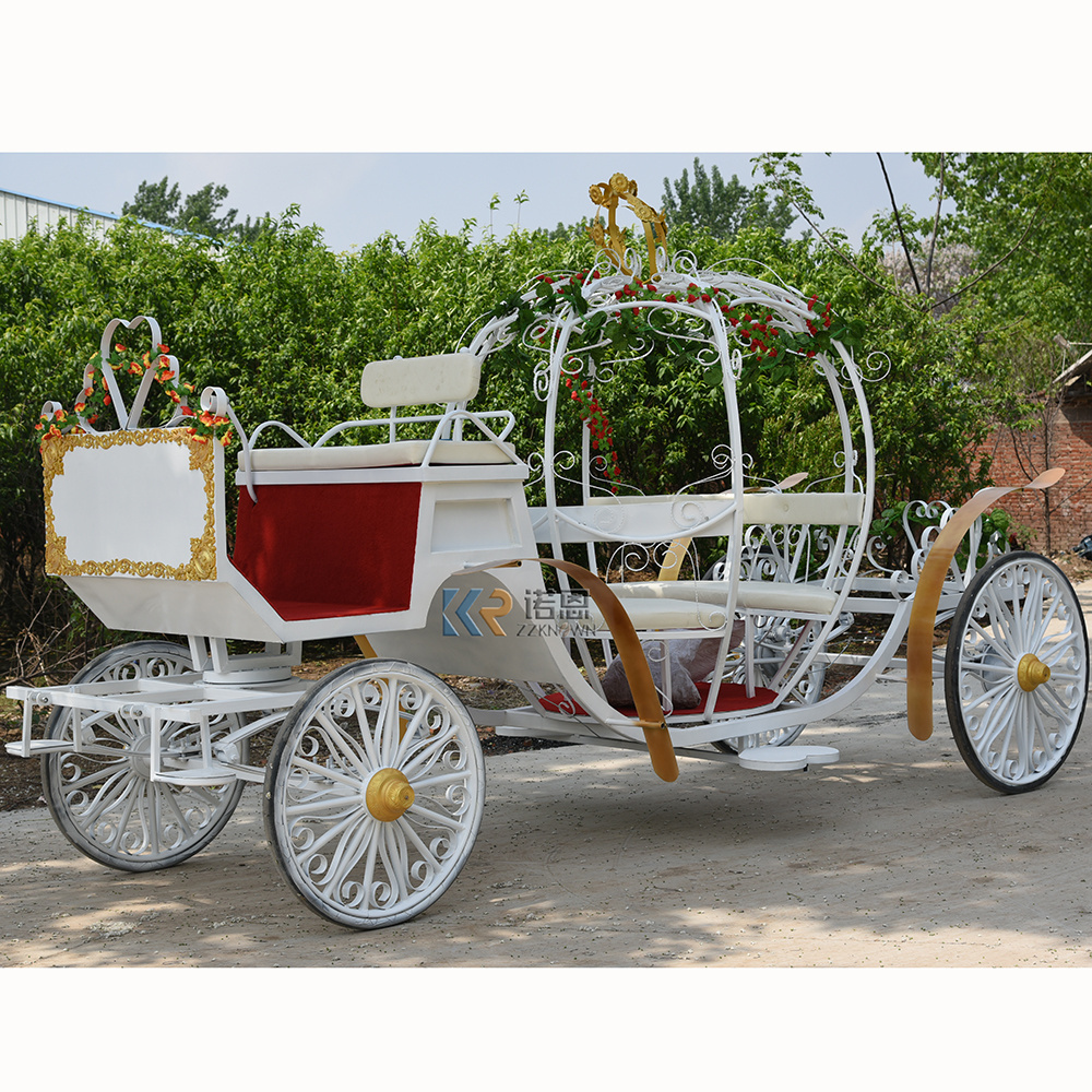 Cinderella Pumpkin White Electric Horse Carriage Pink Seat Wedding Horse Cart Historical Royal Horse Carriage For Sightseeing