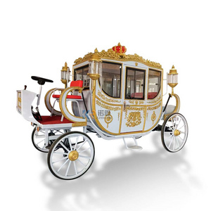 2024 Latest Luxury Two Rows Of Seats Sightseeing Horse-Drawn Carriage Historical Royal Electric Horse Carriage For Wedding