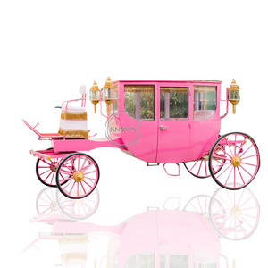 2024 Royal Wedding Carriage Pink Exhibition Horse Cart Park Luxury Sightseeing Carriage for Europe