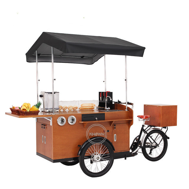 OEM Commercial Coffee Bike Mobile Hot Dog Vending Carts Electric Food Tricycle Bicycle Cart for sale Europe