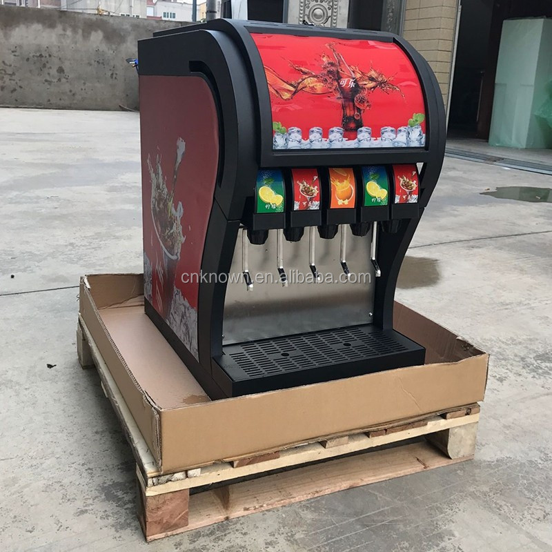 OEM 5 Head Table Top Juice Fountain Dispenser Soft Drinks Post Soda Mixing Beverage Machine with Ice Cooling