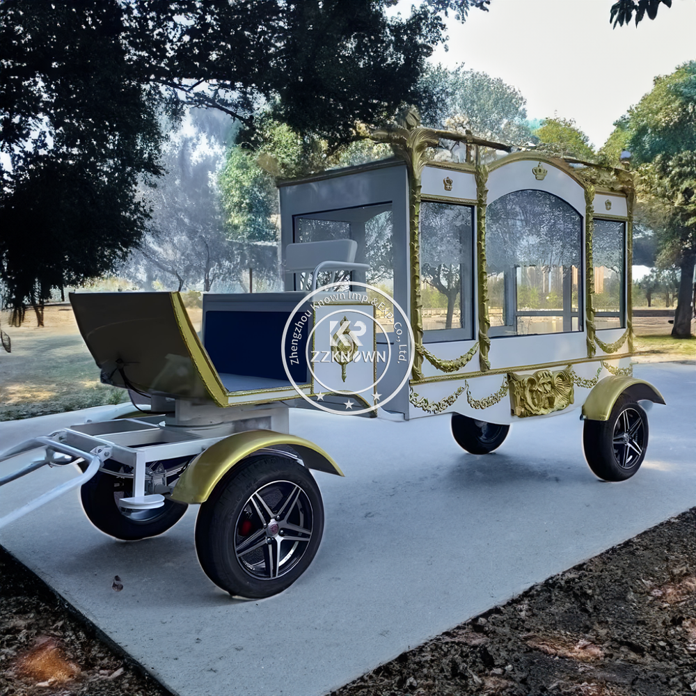 Horse Trailer Hearse Luxury Horse Funeral Carriage Glass Coffin Manufacturer High Quality Coffin Horse Carriage For Sale