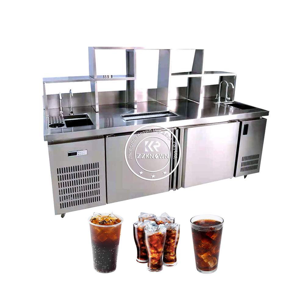 Stainless steel Bar Tea Cabinet Counter Fridge Bar Work table For Tea shop