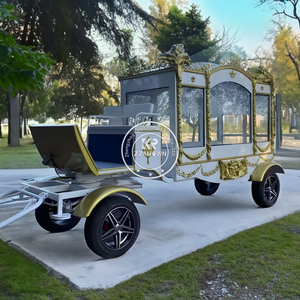 New Design High Quality White Chariot Horse Drawn Hearse For Sale Popular English Style Horse Drawn Funeral Carriage