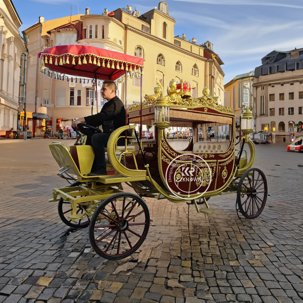 Special Transportation Tourist Sightseeing Horse Carriage Cinderella Luxury Four Wheels Royal Horse Carriage Wagon