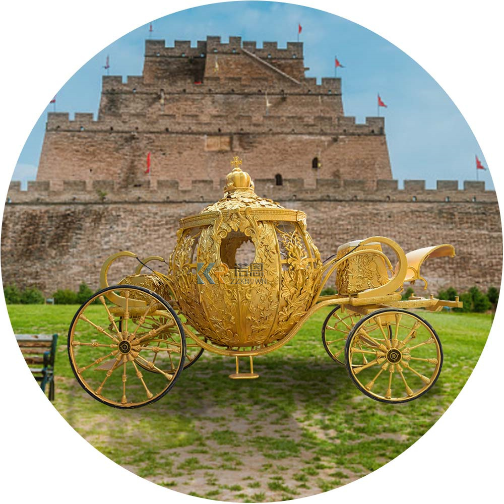 New Design Four Wheels Golden Wedding Cinderella Horse Carriage For Sale Royal Horse Wagon Carriages