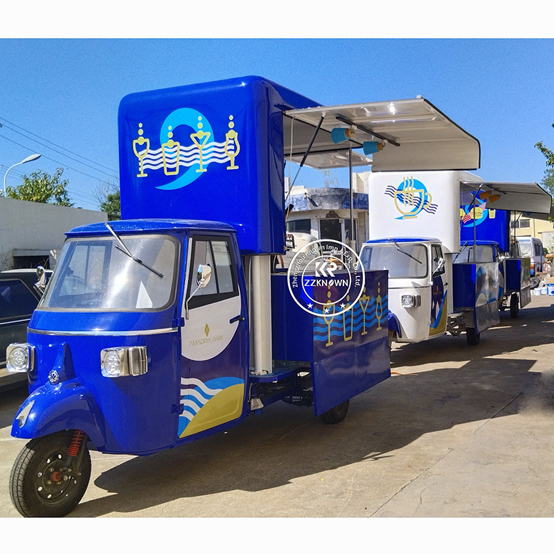 Customized Coffee Food Trike Ape Ice Cream Electric Food Truck 3 wheeler Snack Electric Food Truck Tricycle For Sale