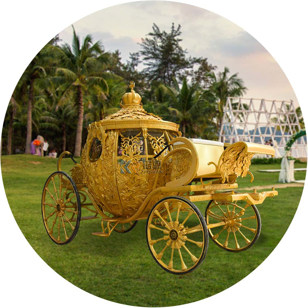 New Design Four Wheels Golden Wedding Cinderella Horse Carriage For Sale Royal Horse Wagon Carriages