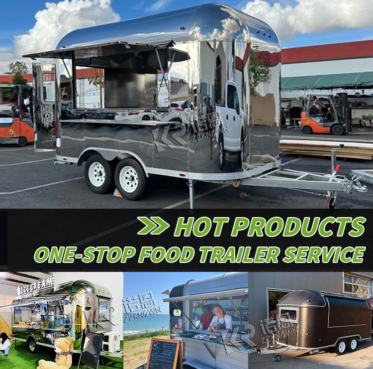 Hot Sale Factory Custom Mobile Kitchen Trailers Fast Food Trucks DOT Concession Whole Sale Mobile Airstream Food Trailer