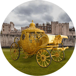 New Design Four Wheels Golden Wedding Cinderella Horse Carriage For Sale Royal Horse Wagon Carriages