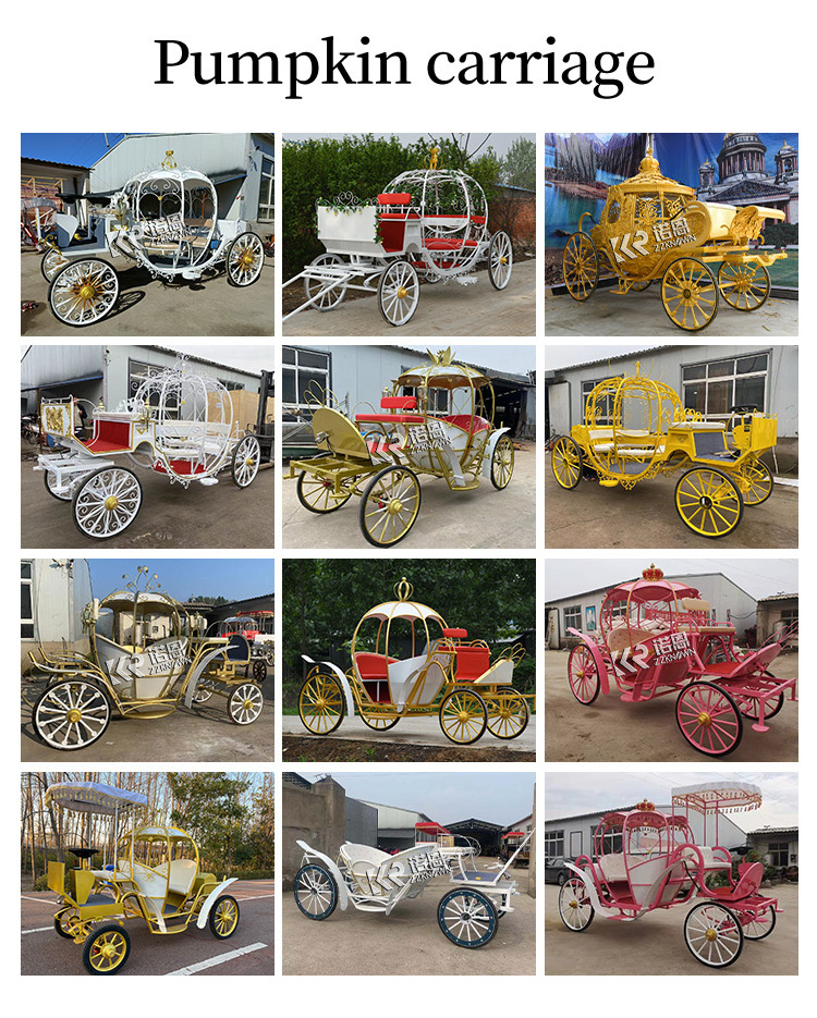 Hot Selling English Style Metal Pumpkin Cinderella Carriage Horse Drawn Electric Vehicle Horse Carriage For Sale