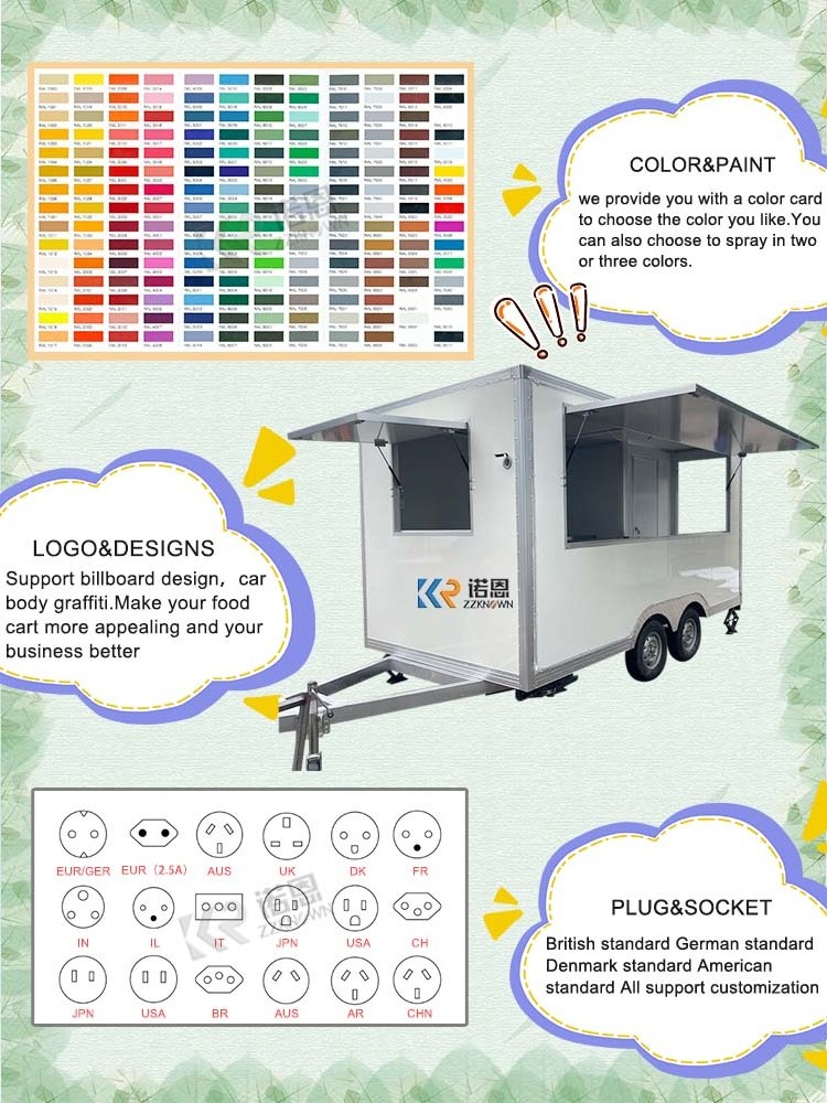 OEM Mobile Kitchen Food Trailer Van Truck Customized Fruits Snack Vending Cart Customized Coffee Kiosk for Sale