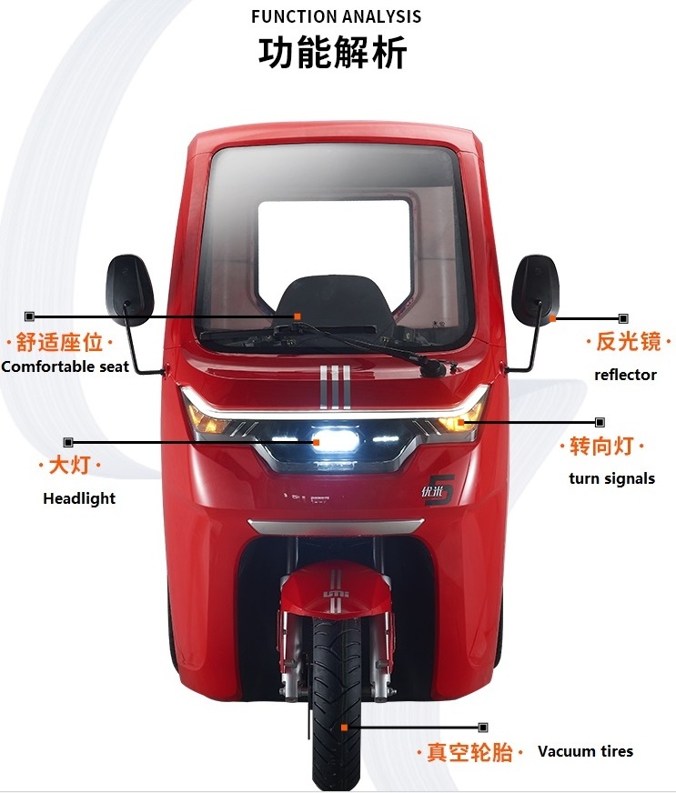 2024 Electric Tricycle Adult 3 Wheel Passenger Scooter with EEC COC New EnergyTricycle for Carry Children