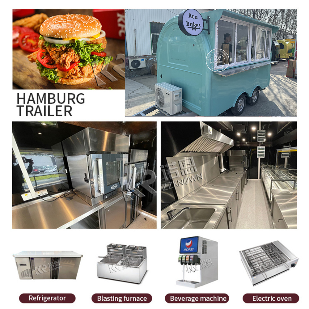 FR-300W Green Dome Food Truck With Light Sign Custom Food Trailer Mobile Coffee Car Stall Water Bar Milk Tea Shop