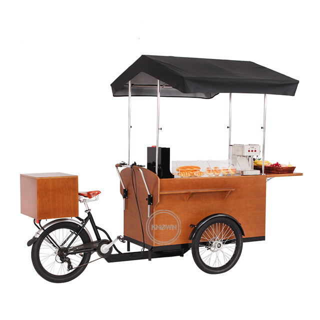 OEM Commercial Coffee Bike Mobile Hot Dog Vending Carts Electric Food Tricycle Bicycle Cart for sale Europe