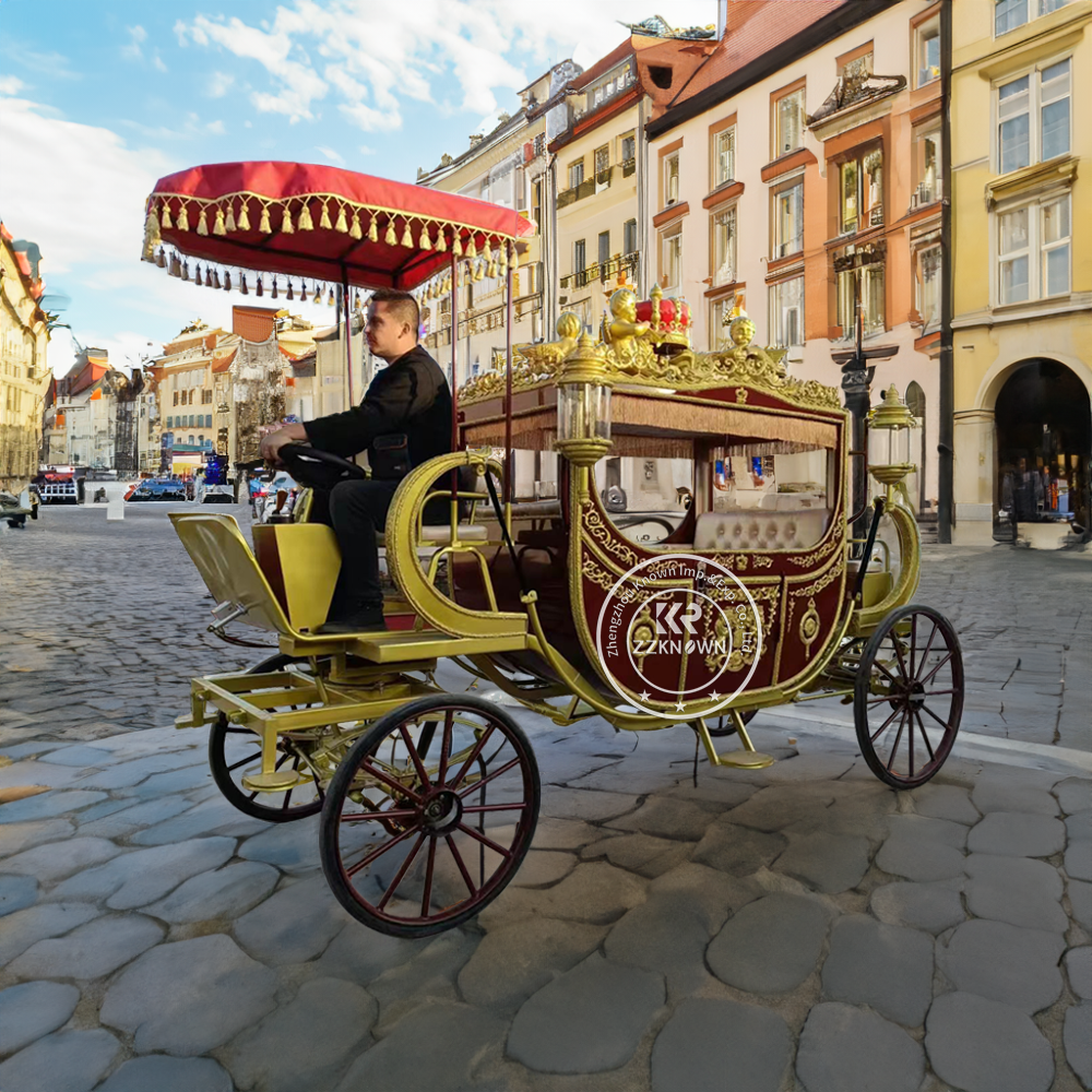 Special Transportation Tourist Sightseeing Horse Carriage Cinderella Luxury Four Wheels Royal Horse Carriage Wagon