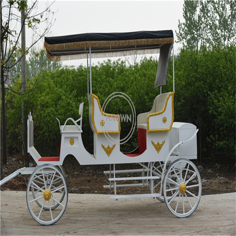 2024 Luxury Royal Horse Drawn Carriage Tourist Sightseeing Electric Princess Wedding Carriage Girls Kids with Four wheels