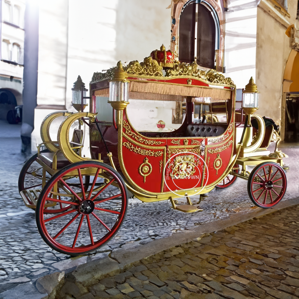 Special Transportation Tourist Sightseeing Horse Carriage Cinderella Luxury Four Wheels Royal Horse Carriage Wagon