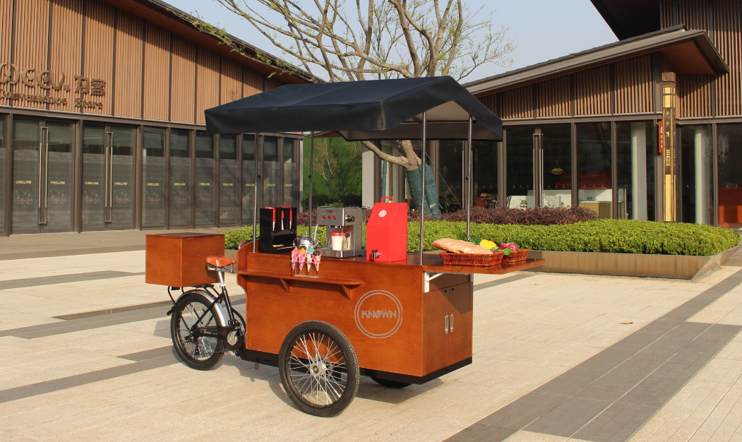 OEM Commercial Coffee Bike Mobile Hot Dog Vending Carts Electric Food Tricycle Bicycle Cart for sale Europe