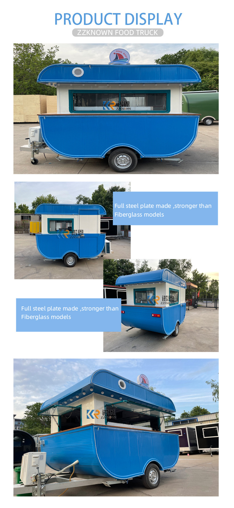 2024 Hottest Boat Food Trailer Mall Kiosk Food Warmer Car Food Truck USA