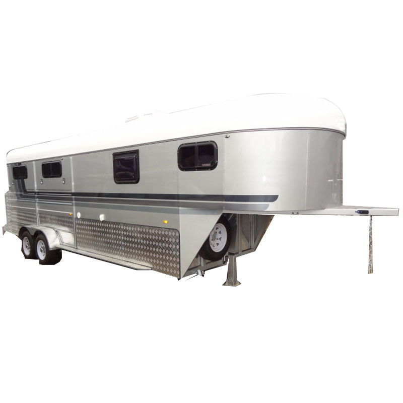 2024 High Standard 4 Horses Trailer Australia Gooseneck Fiberglass Horse Float Trailer with Living Quarters