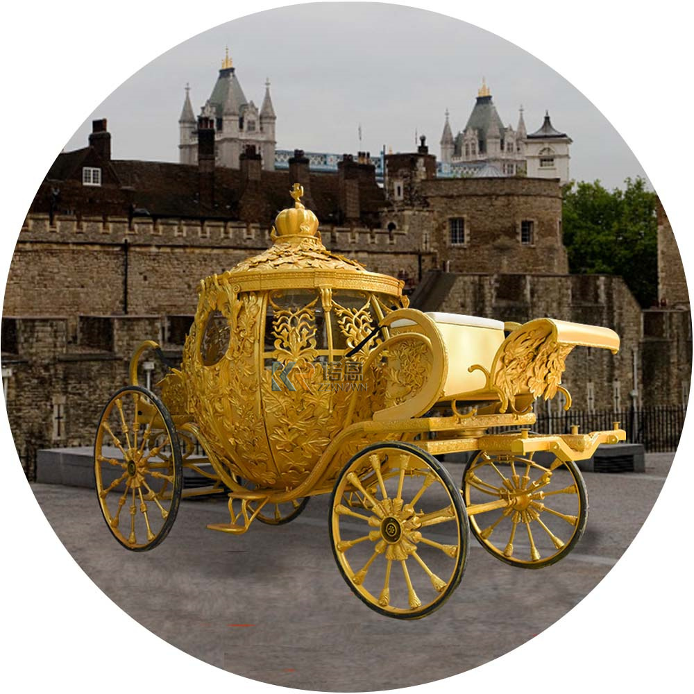 New Design Four Wheels Golden Wedding Cinderella Horse Carriage For Sale Royal Horse Wagon Carriages