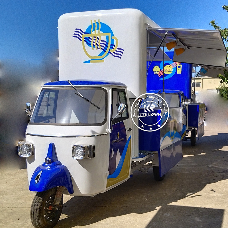 Customized Tuk Tuk Bar Electric Food Truck Tricycle Coffee Shop Car Electric Fiberglass Ape Food Trucks