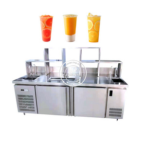 Coffee Shop Bubble Tea Bar Cabinet Counter With Sink/Custom Stainless Steel Restaurant Cocktail Work Station Cabinet Factory