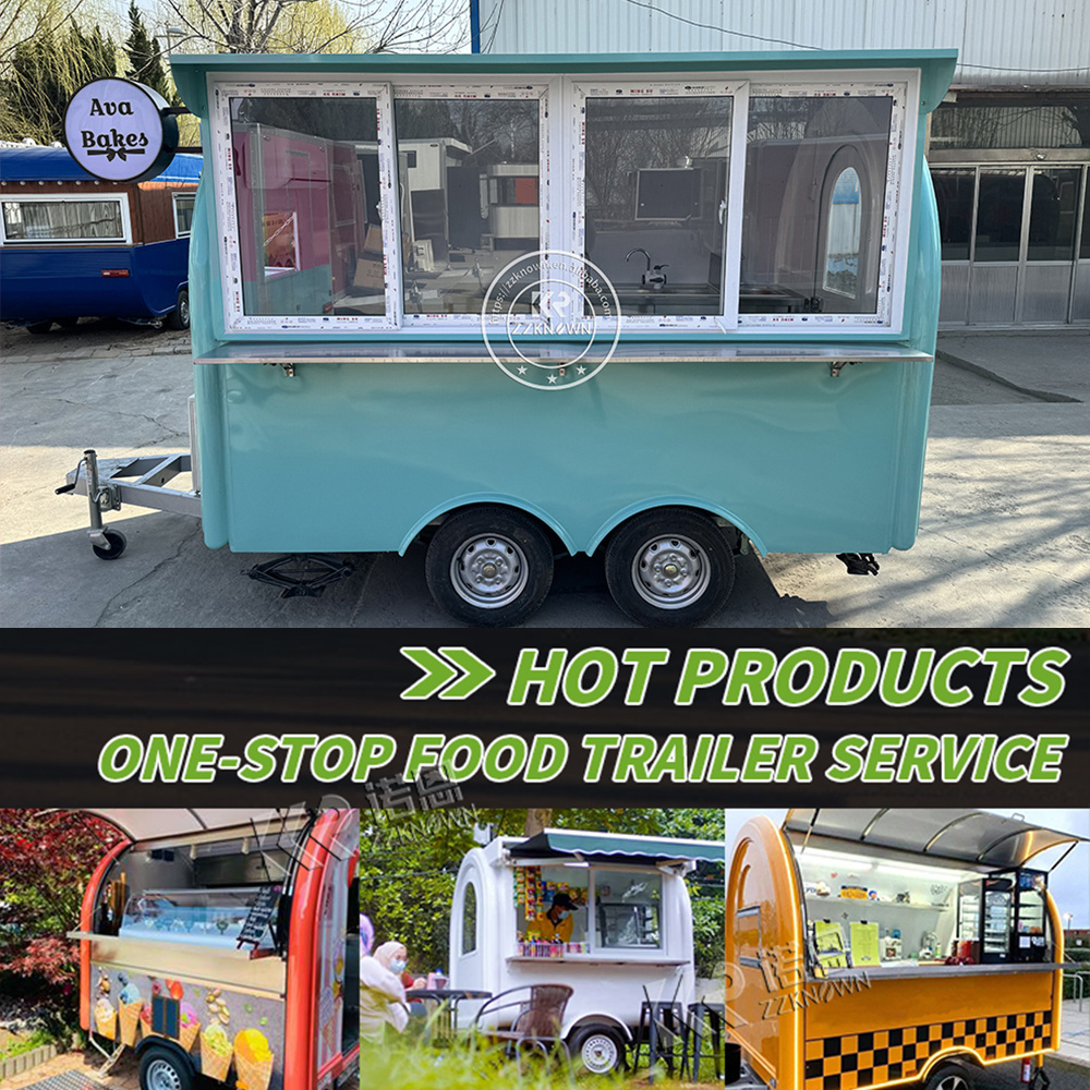 FR-300W Green Dome Food Truck With Light Sign Custom Food Trailer Mobile Coffee Car Stall Water Bar Milk Tea Shop