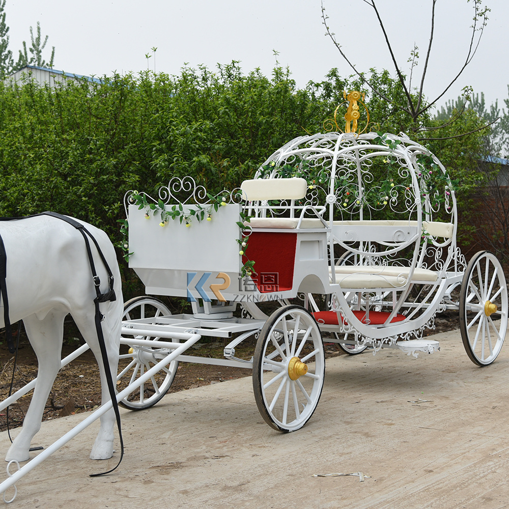 Cinderella Pumpkin White Electric Horse Carriage Pink Seat Wedding Horse Cart Historical Royal Horse Carriage For Sightseeing