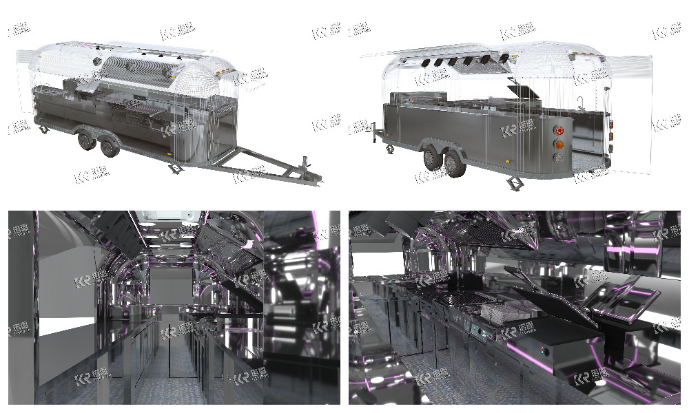 CE DOT Concession Catering Fast Food Truck Mobile Bar Fully Equipped Coffee Ice Cream Cart Van Mobile Food Trailer