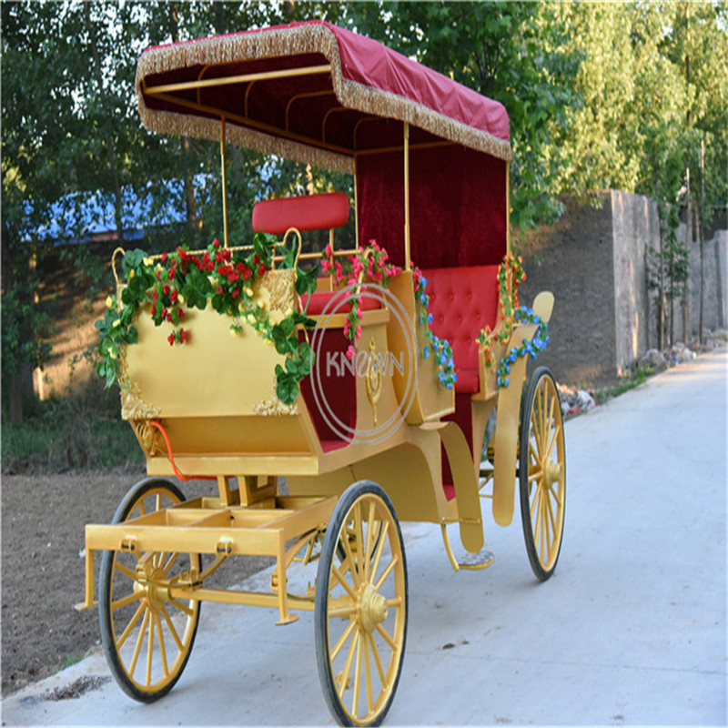 2024 Luxury Royal Horse Drawn Carriage Tourist Sightseeing Electric Princess Wedding Carriage Girls Kids with Four wheels