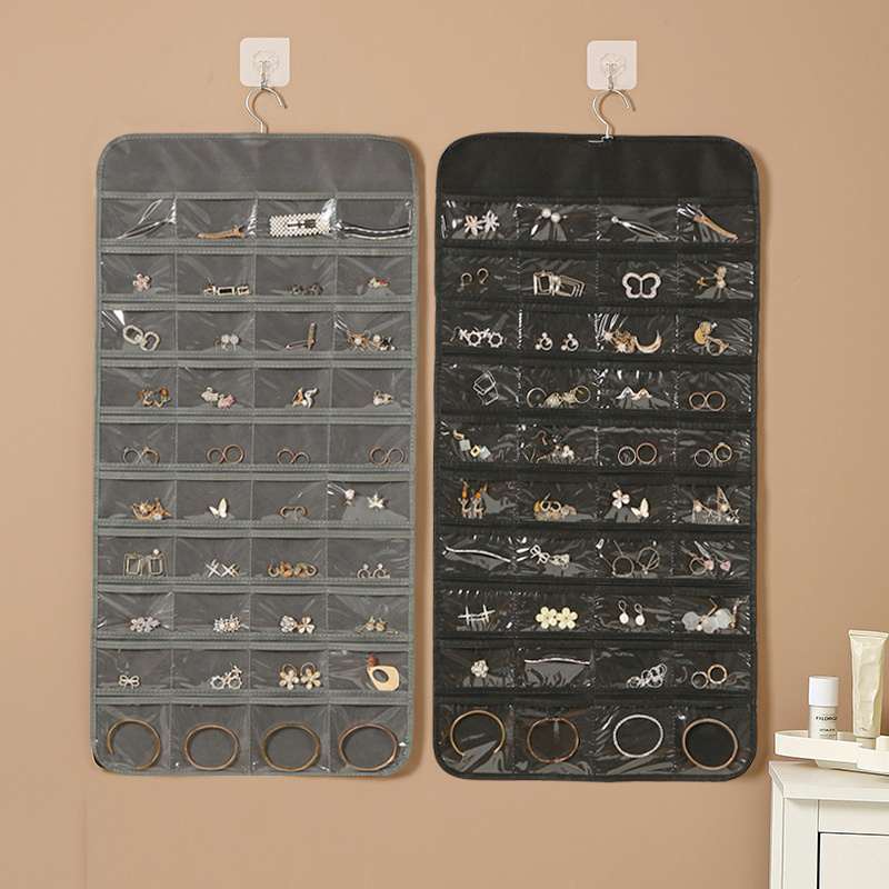 Hanging Jewelry Organizer Storage Roll Accessories Organizer for Earrings Necklaces Rings on Closet Wall Door