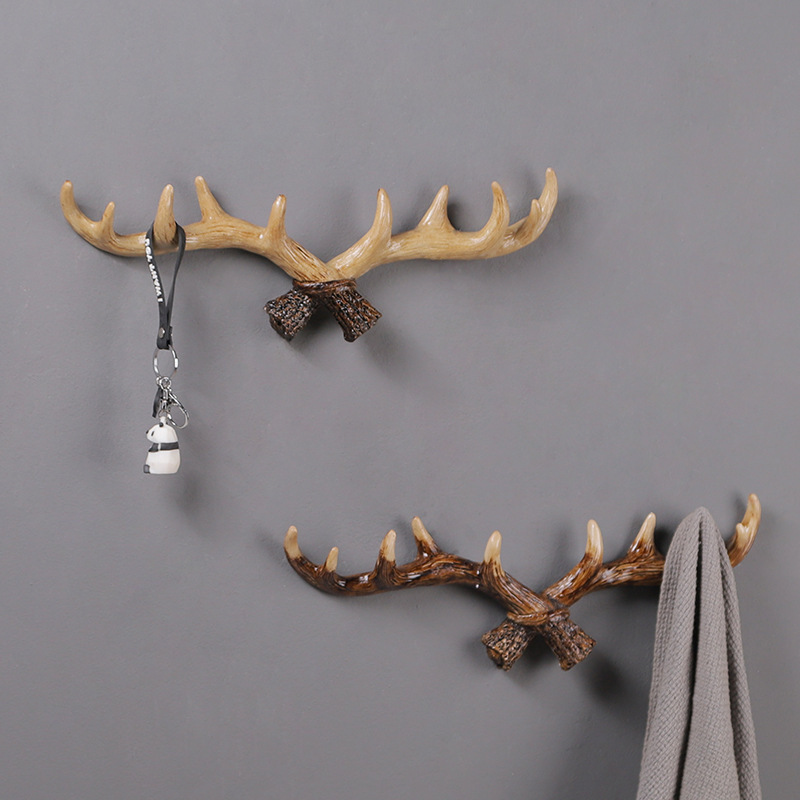 Deer Antlers Wall Hooks  Wall Mounted Clothes Hanger Coat Rack Key Holder Wall Hook Decorative Gift