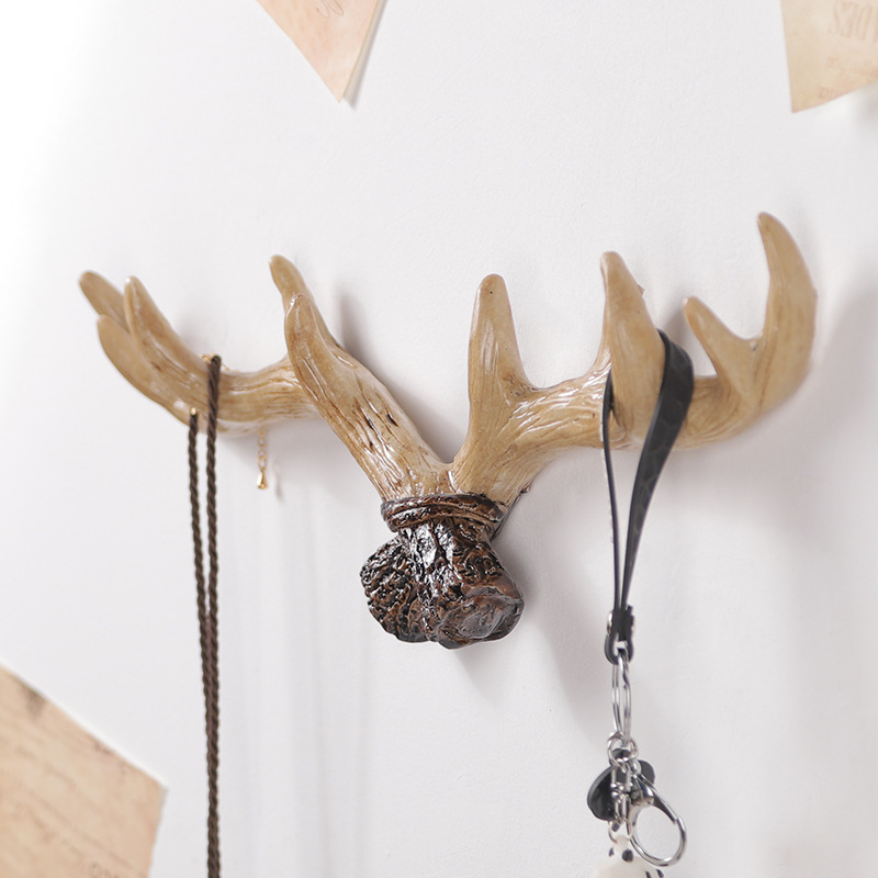 Deer Antlers Wall Hooks  Wall Mounted Clothes Hanger Coat Rack Key Holder Wall Hook Decorative Gift