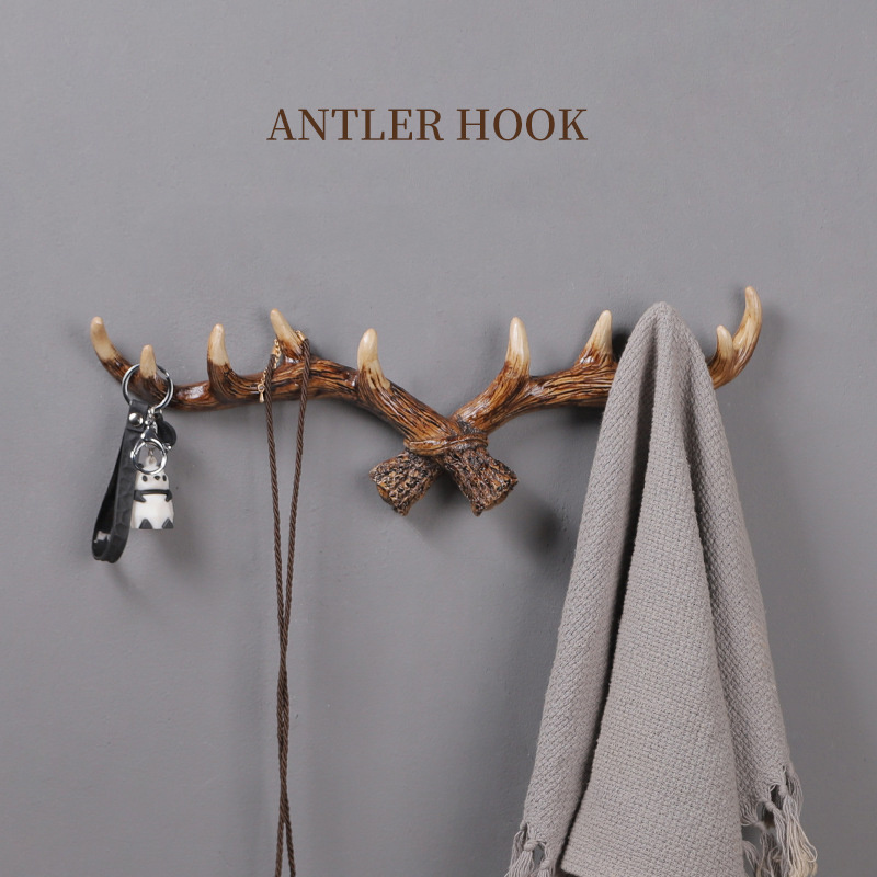 Deer Antlers Wall Hooks  Wall Mounted Clothes Hanger Coat Rack Key Holder Wall Hook Decorative Gift