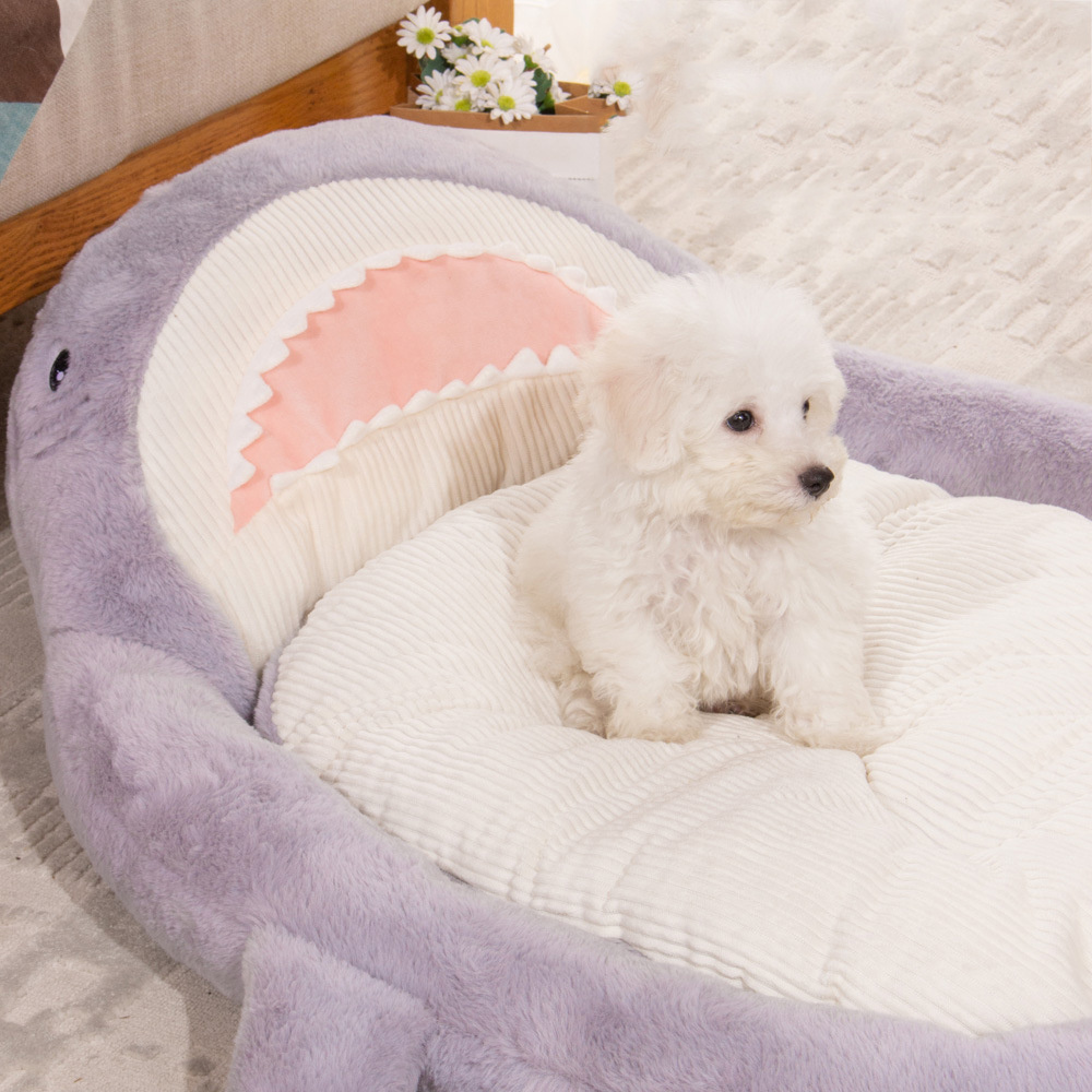 Cute Shark Shape Dog Bed Cat Pet Bed Sofa Comfortable Cozy  Washable Pet Sleeping Bed for Small Medium Dogs and Cats