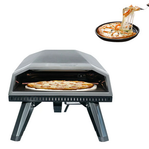 Factory Wholesale Table Top Black Portable Gas BBQ Grill Stove Outdoor Gas Pizza Ovens with 12 inch Pizza Rotating Stone