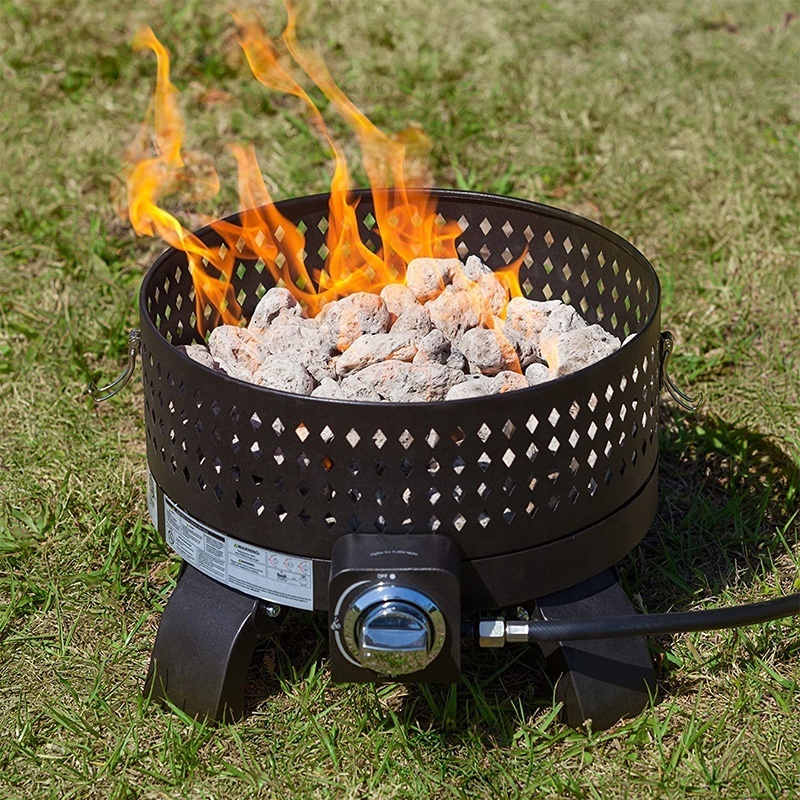 Portable 16 Inch Firebowl Barbecues Propane Gas Fire Pits  With Lava Rocks And Cover