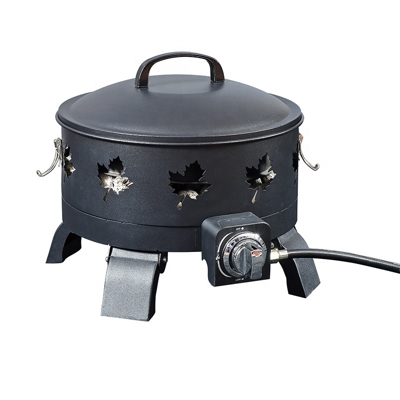 Portable 16 Inch Firebowl Barbecues Propane Gas Fire Pits  With Lava Rocks And Cover