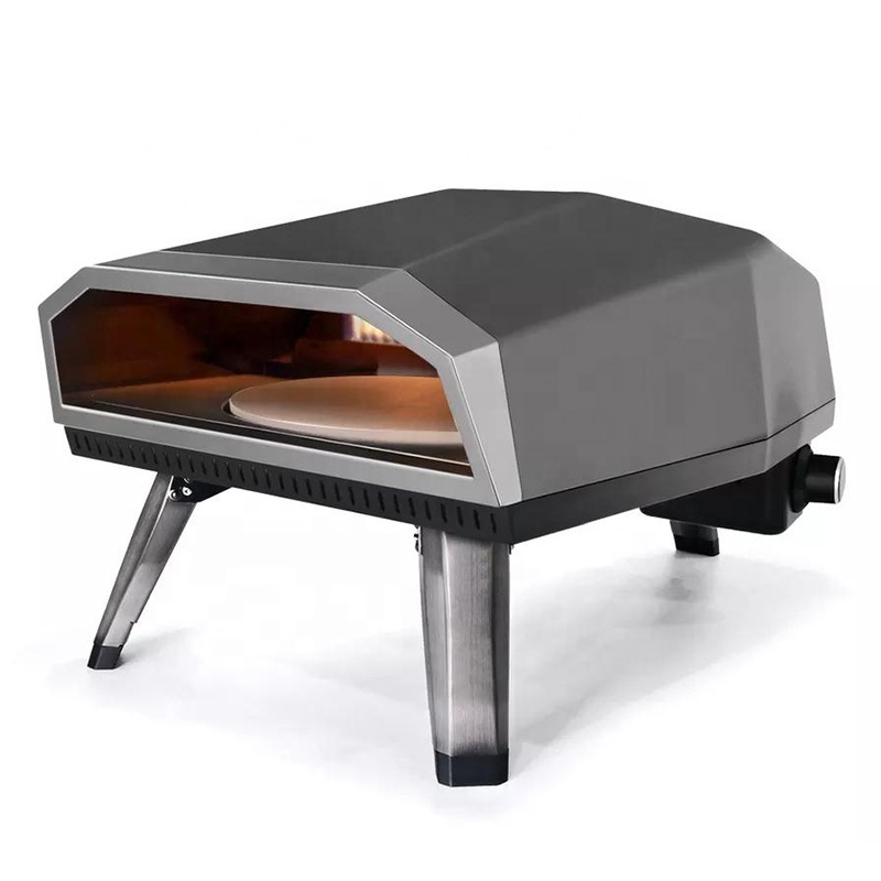 Factory Wholesale Table Top Black Portable Gas BBQ Grill Stove Outdoor Gas Pizza Ovens with 12 inch Pizza Rotating Stone