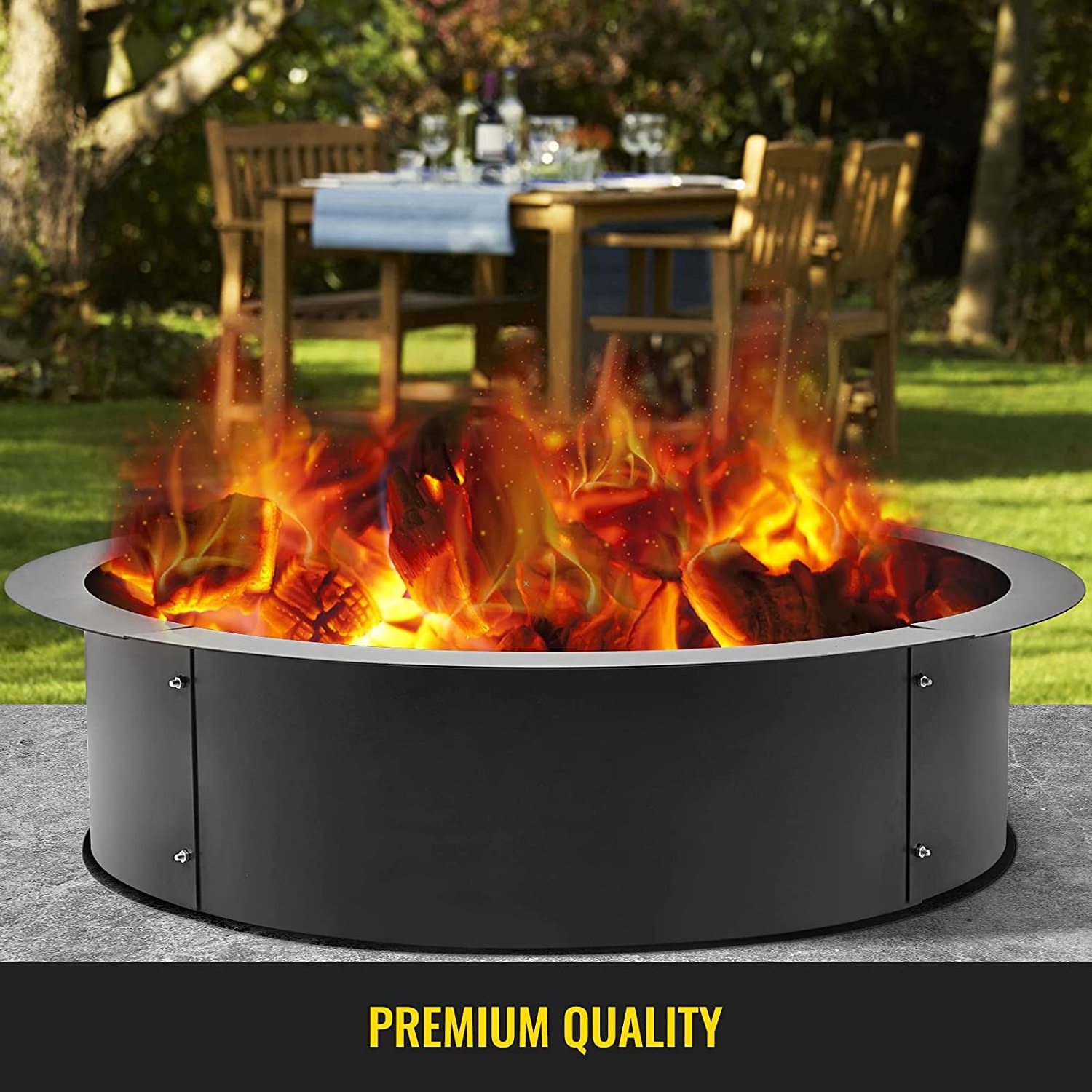 Outdoor Large Cast Iron Round Wood Burning Metal Fire Pits Ring Designs with grill grate