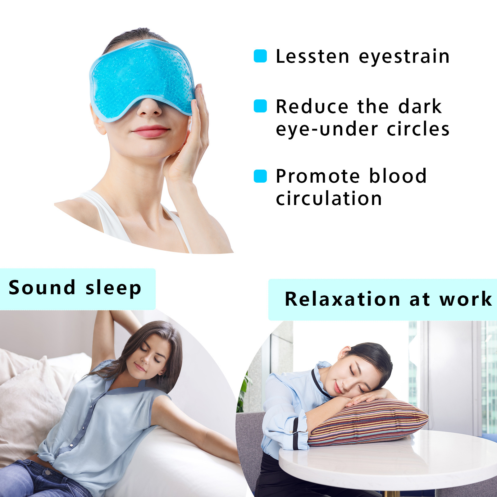 Reusable Sleeping Anti-stress Fatigue Cold Therapy Cooling Gel Bead Eye Mask