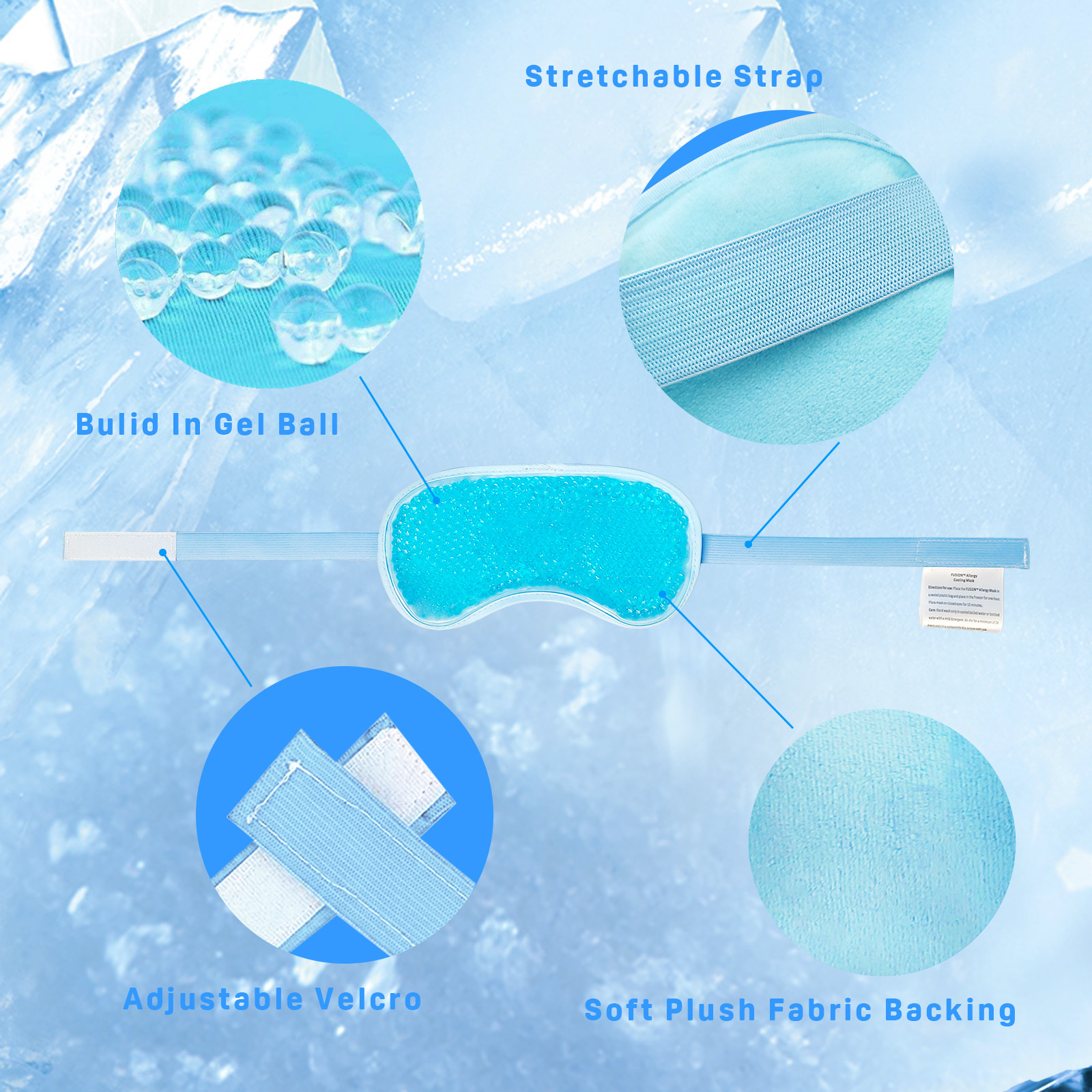 Reusable Sleeping Anti-stress Fatigue Cold Therapy Cooling Gel Bead Eye Mask